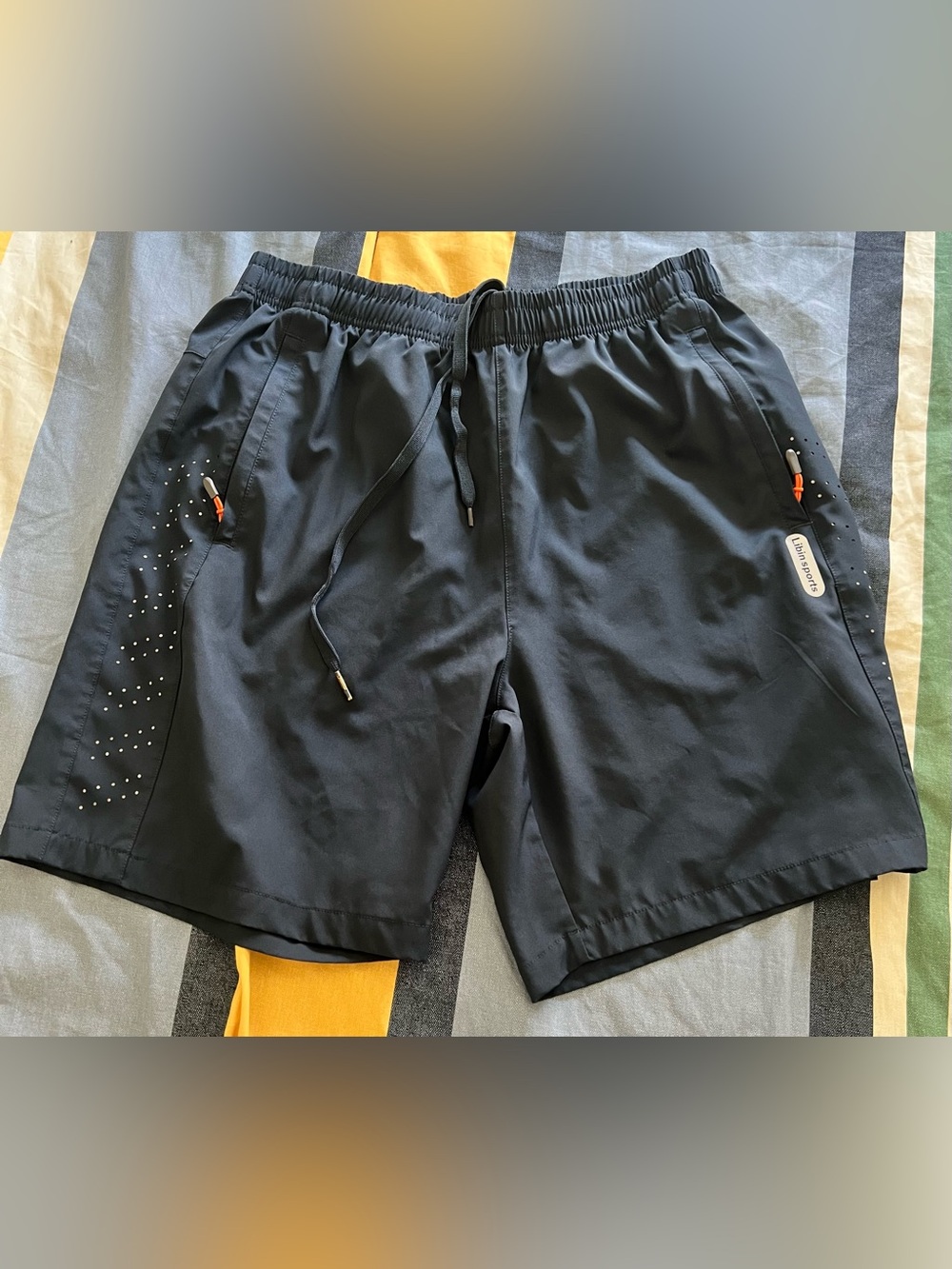 Men's Athletic Shorts - Black with Orange Accents